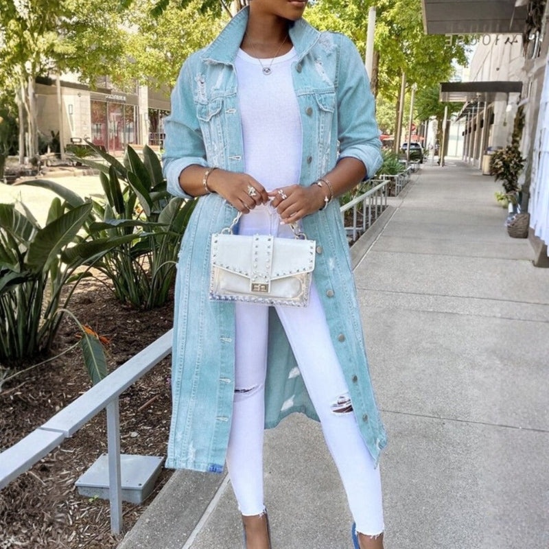 Freya – Long Button Jacket With Long Sleeve And Pocket