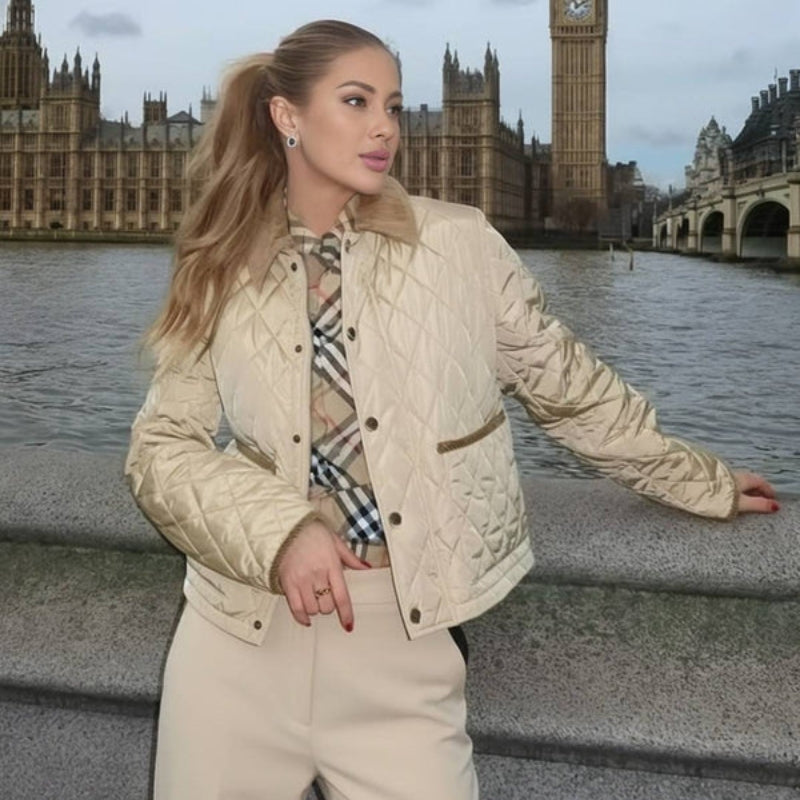 Hannah – Jachetă matlasată cu mâneci lungi și guler din catifea