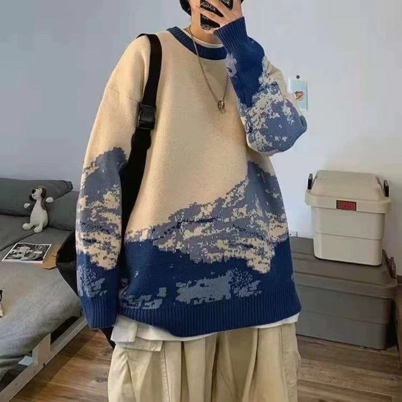 Boaz - Long sleeve crew neck sweater with printed design