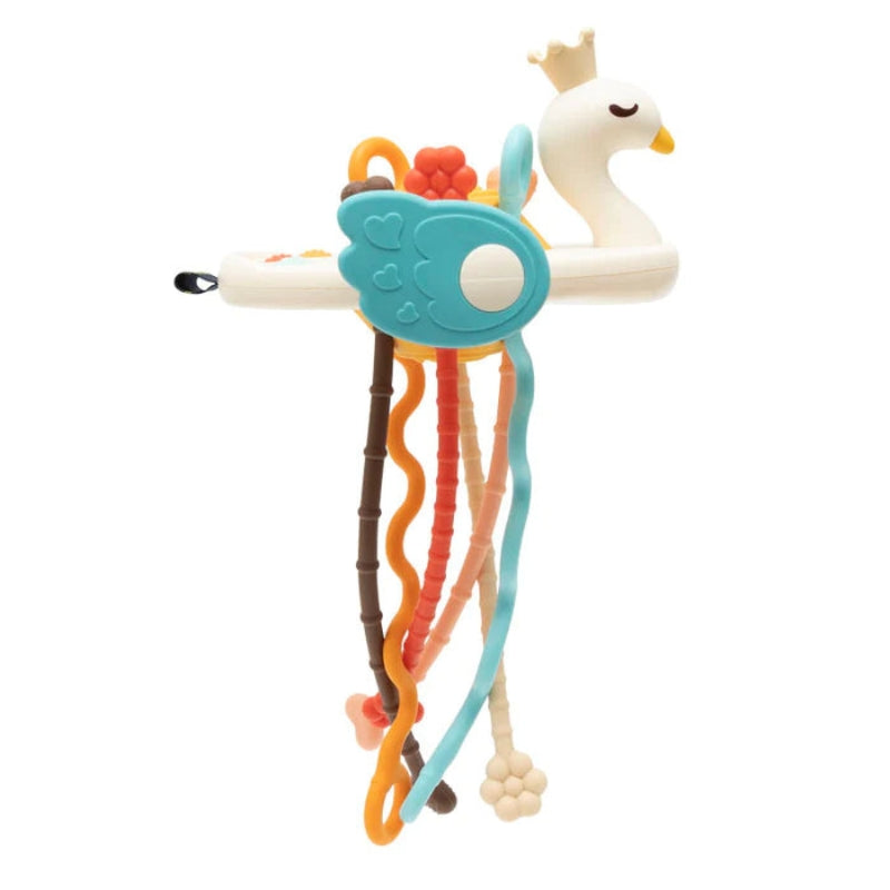 Ufo Bloom – Klassiek babyspeelgoed in de vorm van een UFO met trekkoorden en voelbare zijknoppen