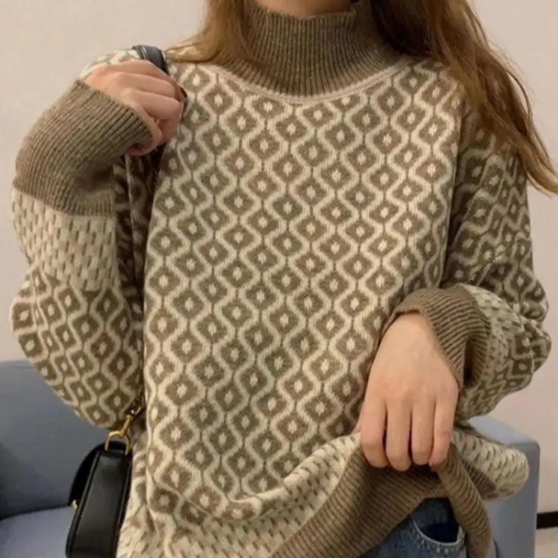 Lina – Maglione a maniche lunghe con collo alto e dettaglio a coste