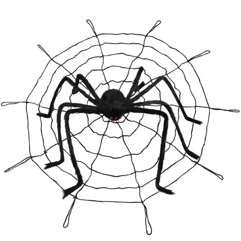 CreepNest – Gigantyczny zestaw halloweenowych pająków z sieciami i akcesoriami zewnętrznymi