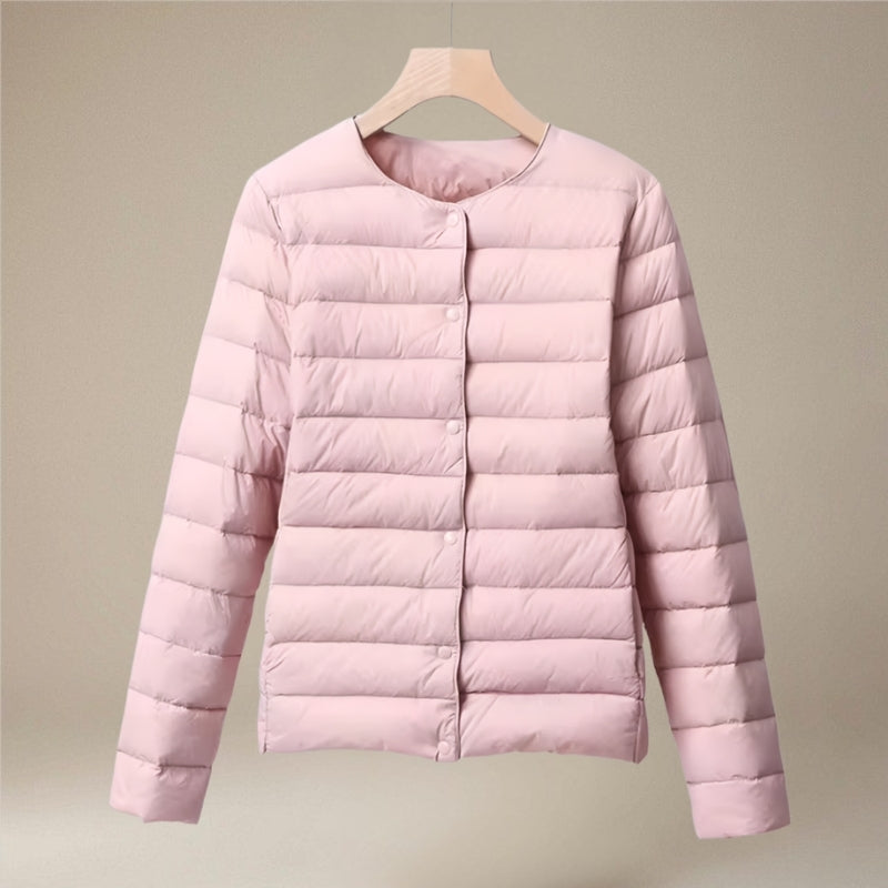 Orla – Long Sleeve Puffer Jacket With Round Neck And Buttons