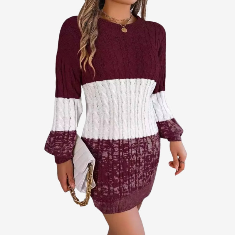 Brielle - Robe-pull mi-longue à manches longues avec col rond
