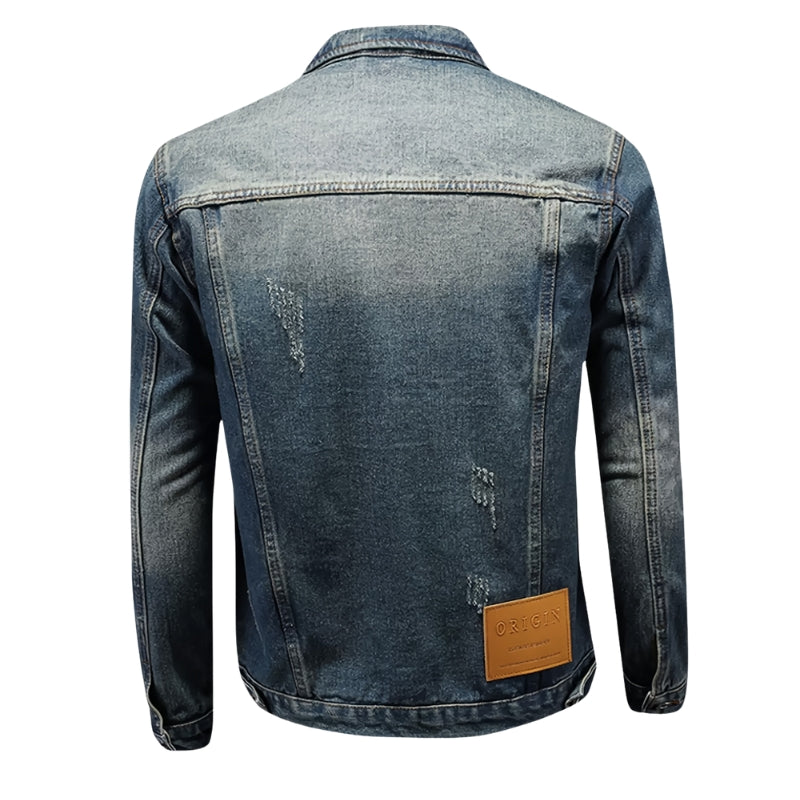 Victor – Jachetă din denim cu mâneci lungi, guler clasic și buzunare