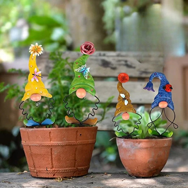 Decorazione Gnomo da Giardino con Insetti Farfalla 3D