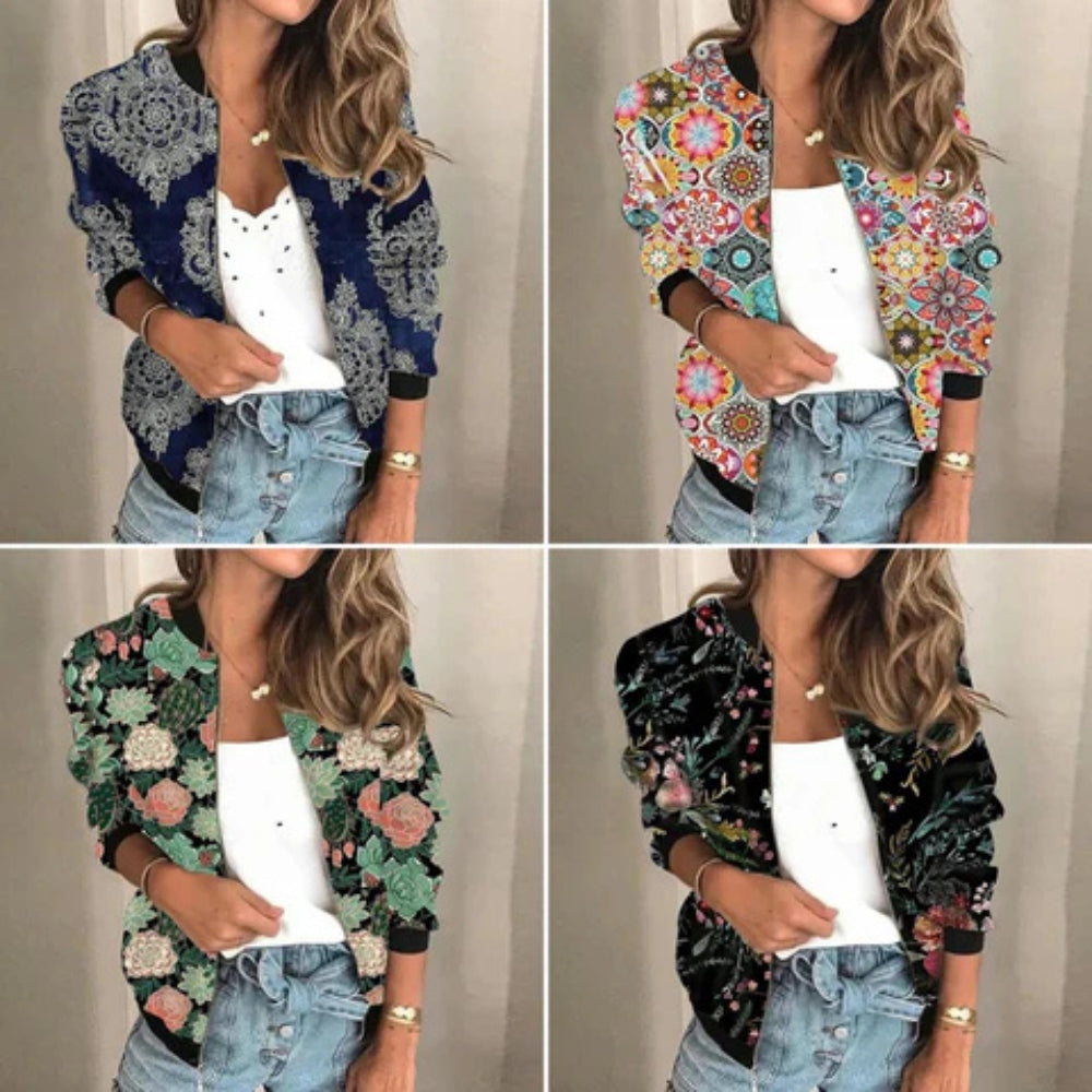 Evelyn – Veste stylée avec fermeture éclair et motifs imprimés