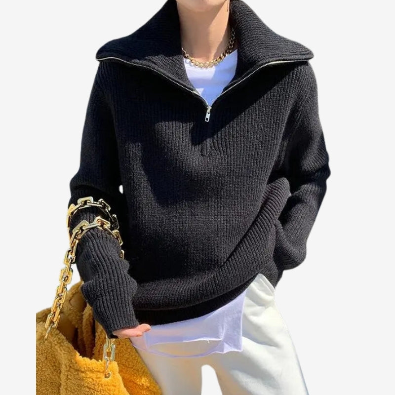 Sienna – Maglione a maniche lunghe dalla vestibilità ampia con collo a zip