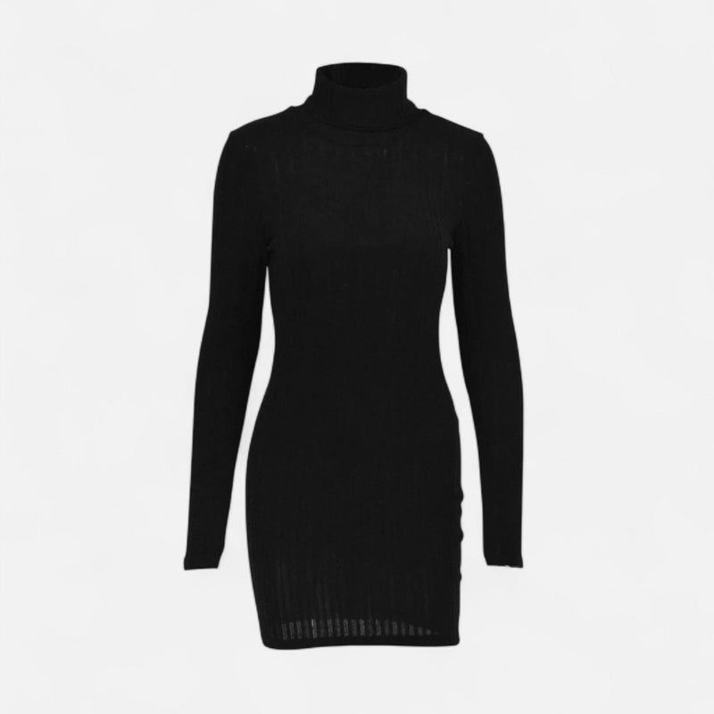 Robe mini à col roulé et manches longues pour femme