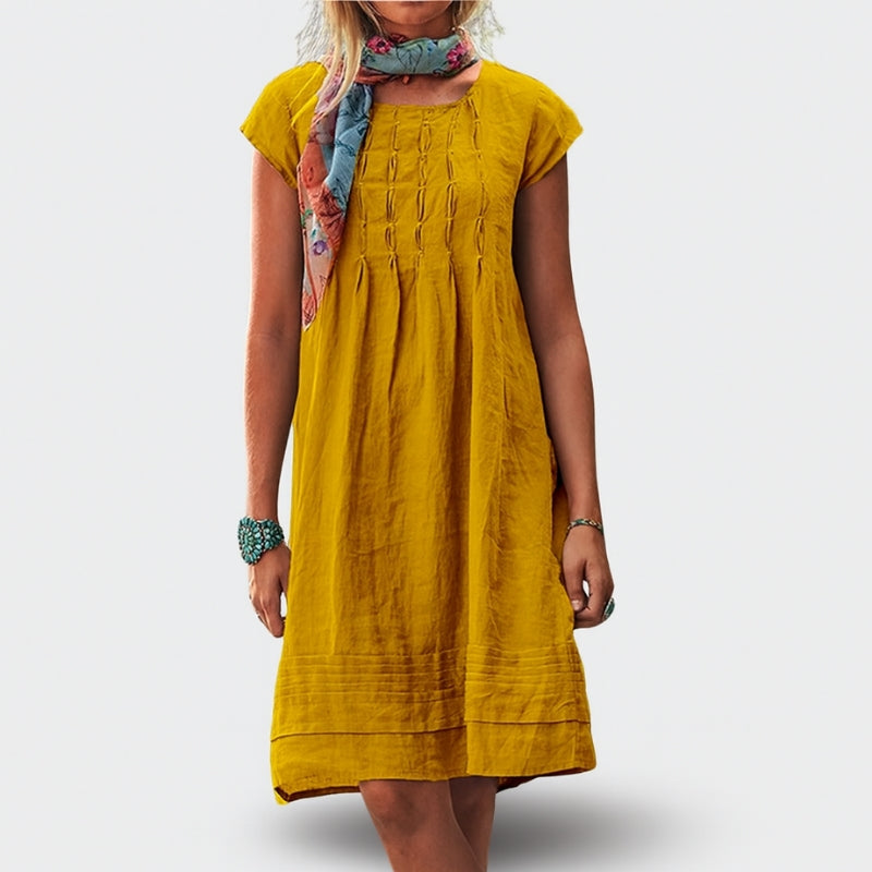 Diana - Mini Dress with Round Neck and Short Sleeves
