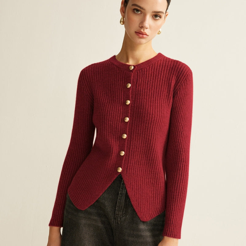 Maeve – Cardigan cu gât rotund, nasturi și mâneci lungi
