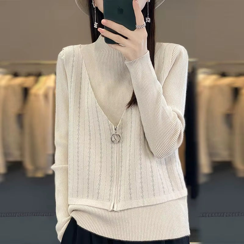 Nova – Maglione con cerniera a maniche lunghe e scollo rotondo