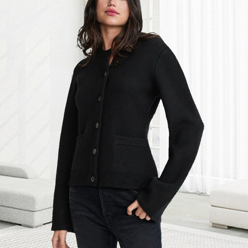 Penelope – Cardigan con maniche lunghe, scollo rotondo e bottoni