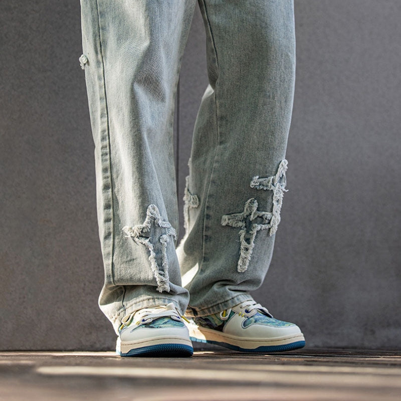 Paul – Sneakers with Printed Flat Sole and Round Toe