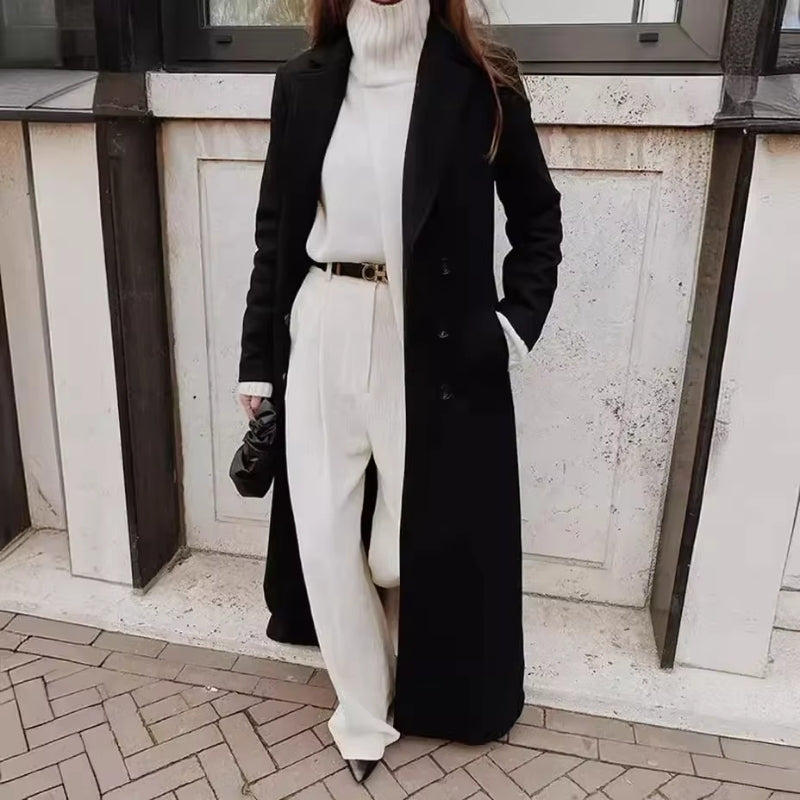 Estelle – Cappotto lungo doppiopetto con tasche