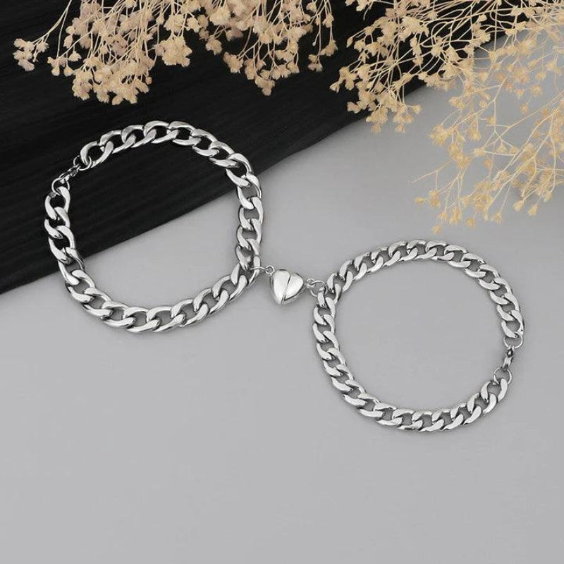 Mila – Classic chain link bracelets with heart accent and adjustable fit