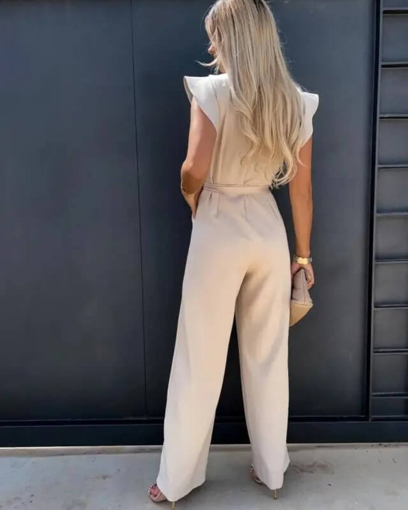 Eva – Combinaison élégante avec détail papillon aux épaules et pantalon large