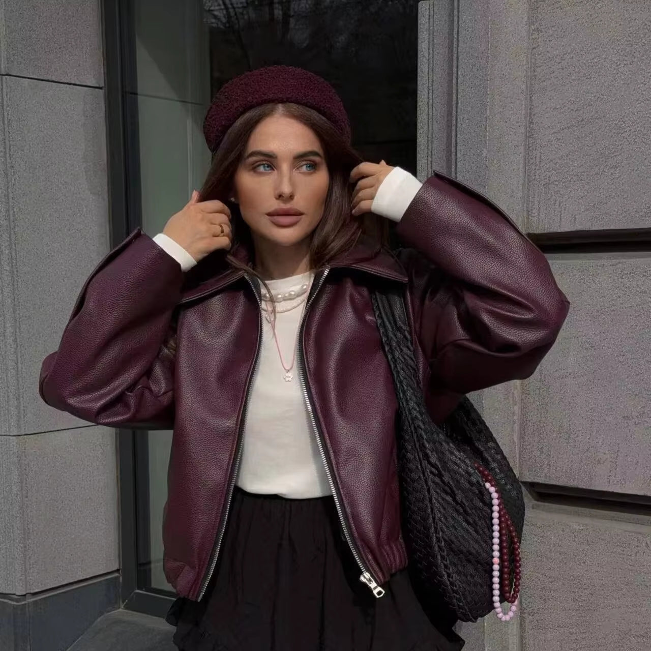 Phoebe – Bunda s dlouhým rukávem, límcem s klopou a zipem