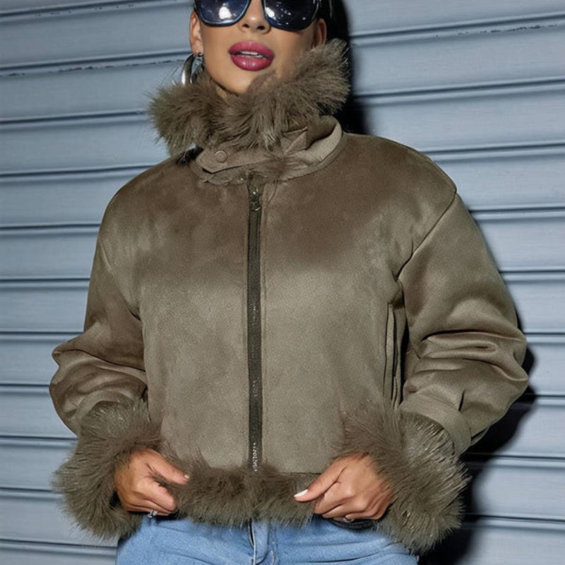 Imogen – Veste à manches longues doublée en fausse fourrure avec poches