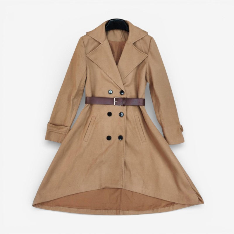Delilah - Long Sleeve Coat with Belted Waist