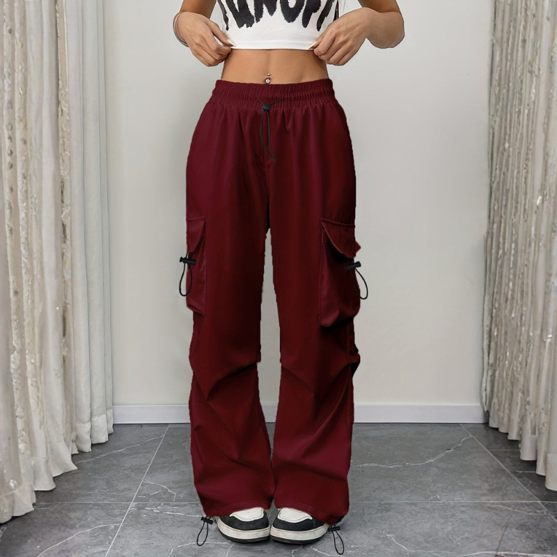 Women’s Wide-Leg Pants with Elastic Drawstring Waist