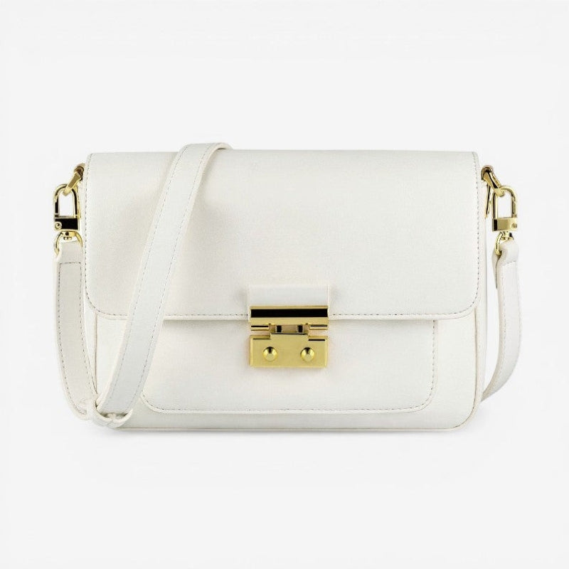 Sac bandoulière structuré en cuir blanc