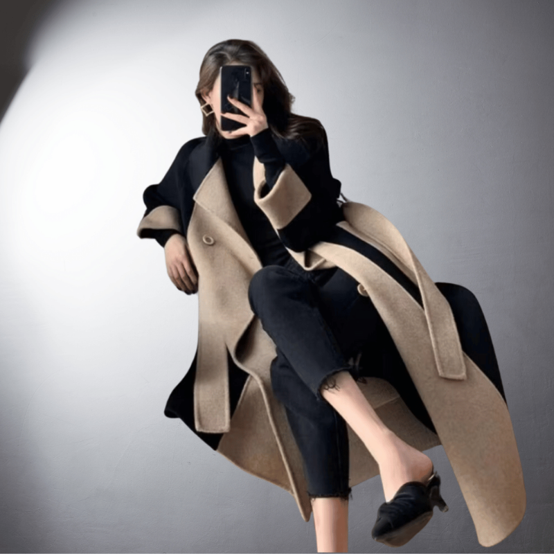 Cappotto a maniche lunghe dritto con colletto a rever