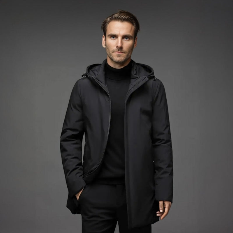 David - Jachetă matlasată cu glugă și închidere cu fermoar | Buzunare laterale pentru esențiale | Mărimi S–3XL | Negru, Gri