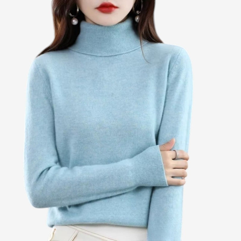 Kiara - Long sleeve turtleneck sweater with ribbed hem and cuffs | easy to put on and remove | sizes S–2XL | blue, green, white, purple, red, grey, brown, khaki, pink, orange, black, light blue