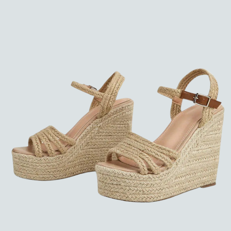 Sandali con zeppa da donna e cinturino con fibbia