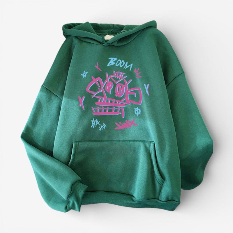 UrbanCore - Long Sleeve Hoodie with Printed Design