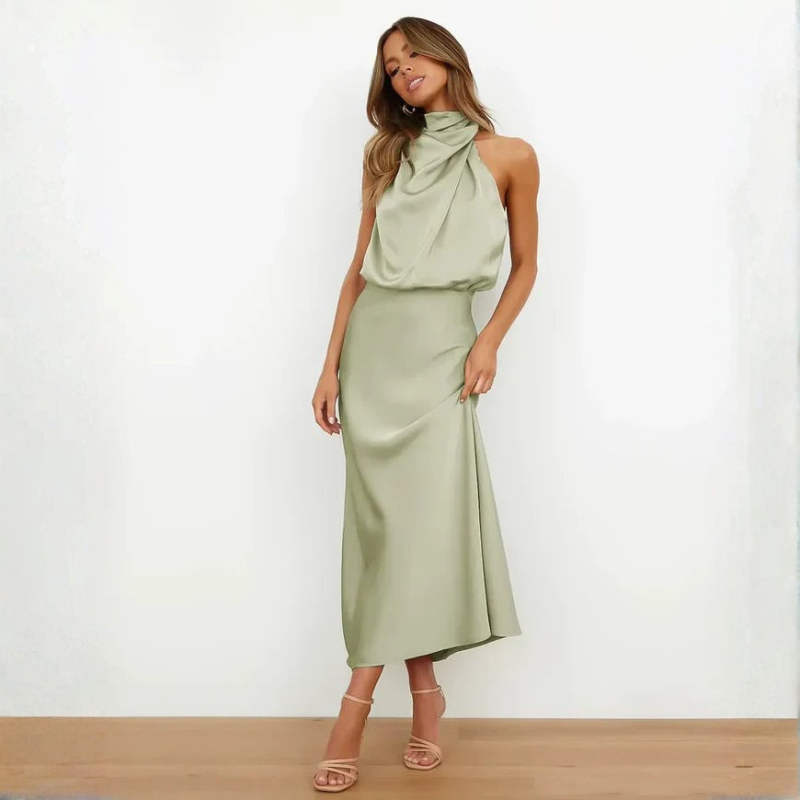 Women's Off Shoulder Maxi Dress with Sleeveless Design