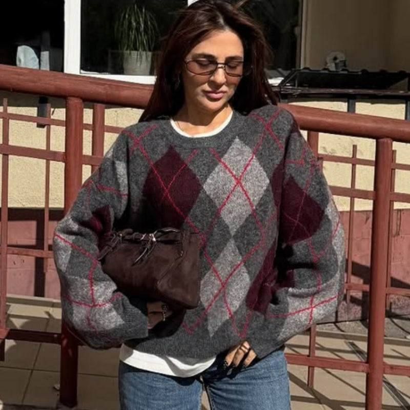 Beatrice – Long Sleeve Printed Sweater With Round Neck