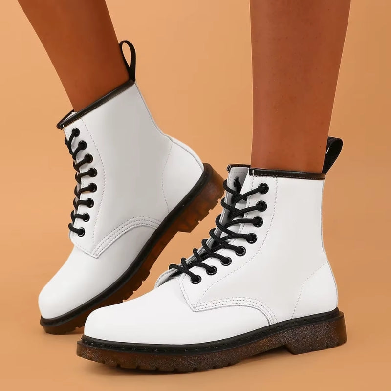 Elara – Round Toe Ankle Boots With Lace Up Closure