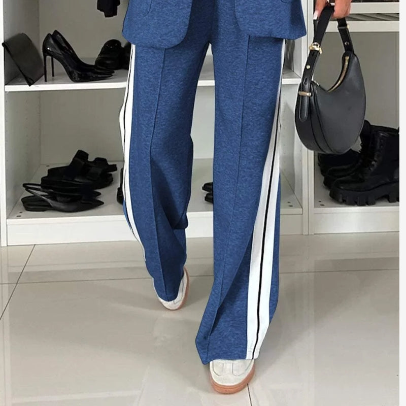 Ashley – Ensemble Deux Pièces avec Blazer à Manches Longues et Pantalon à Jambe Large