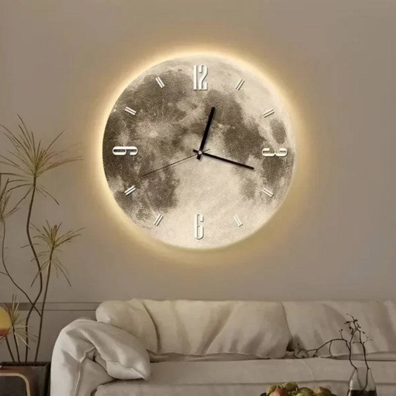 MoonTime – Orologio da parete rotondo ispirato alla luna con display digitale