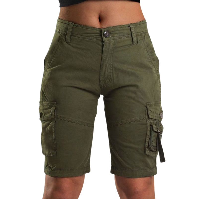 Lena – Pantaloncini Cargo Donna Flessibili con Vita Regolabile e Tasche Portaoggetti