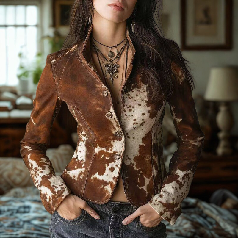 Lana - Blazer a maniche lunghe con collo alla coreana