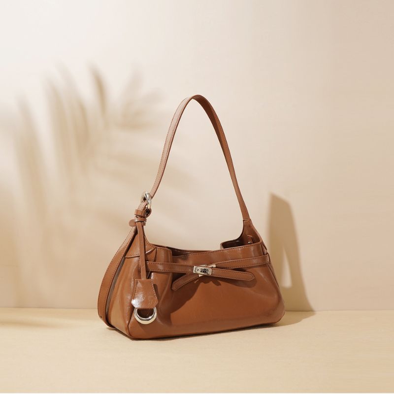 Sac à épaule structuré pour femme avec fermoir et fermeture éclair