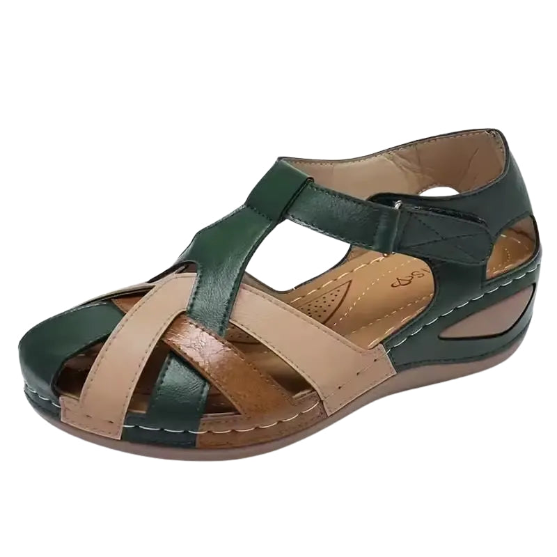 Lena - Sandales compensées à bout rond avec fermeture velcro