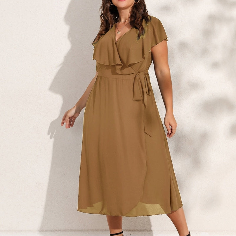 Zoe - Vestito avvolgente con maniche corte e scollo a V