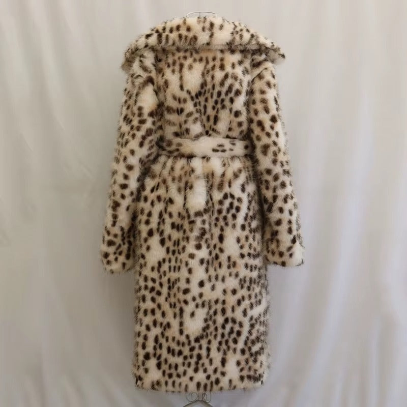 Lina - Long sleeve printed coat with belted waist