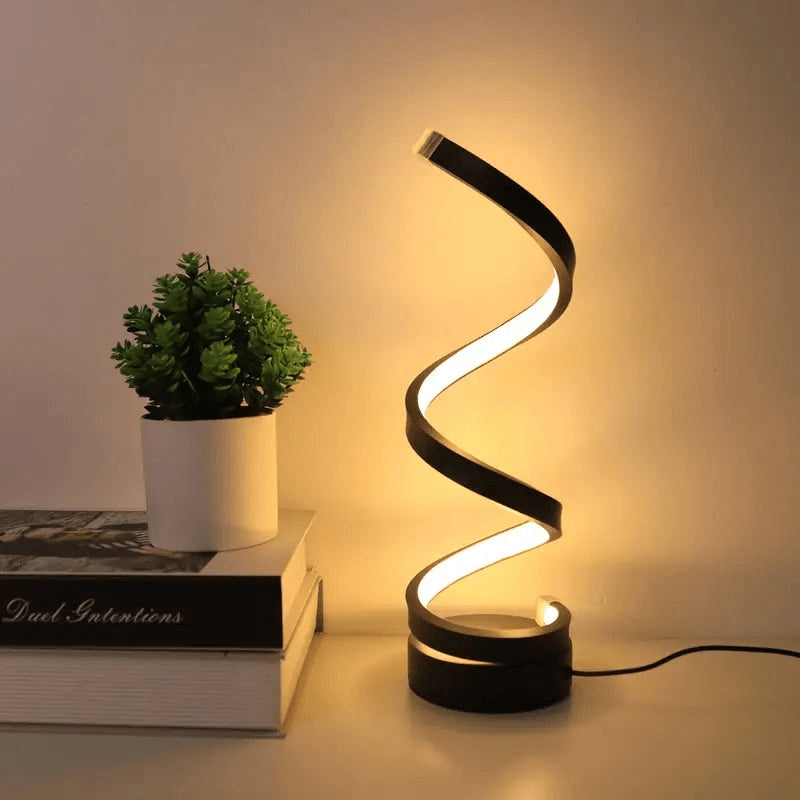 LumaTwist - LED Table Lamp with Spiral Design and Adjustable Lighting Settings