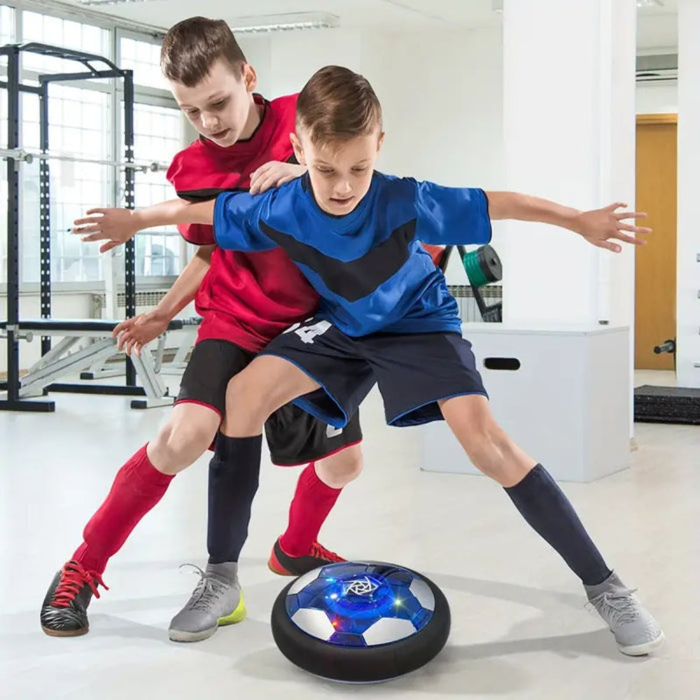 GlideGoal – Disco da calcio volante indoor con base scorrevole e illuminazione LED
