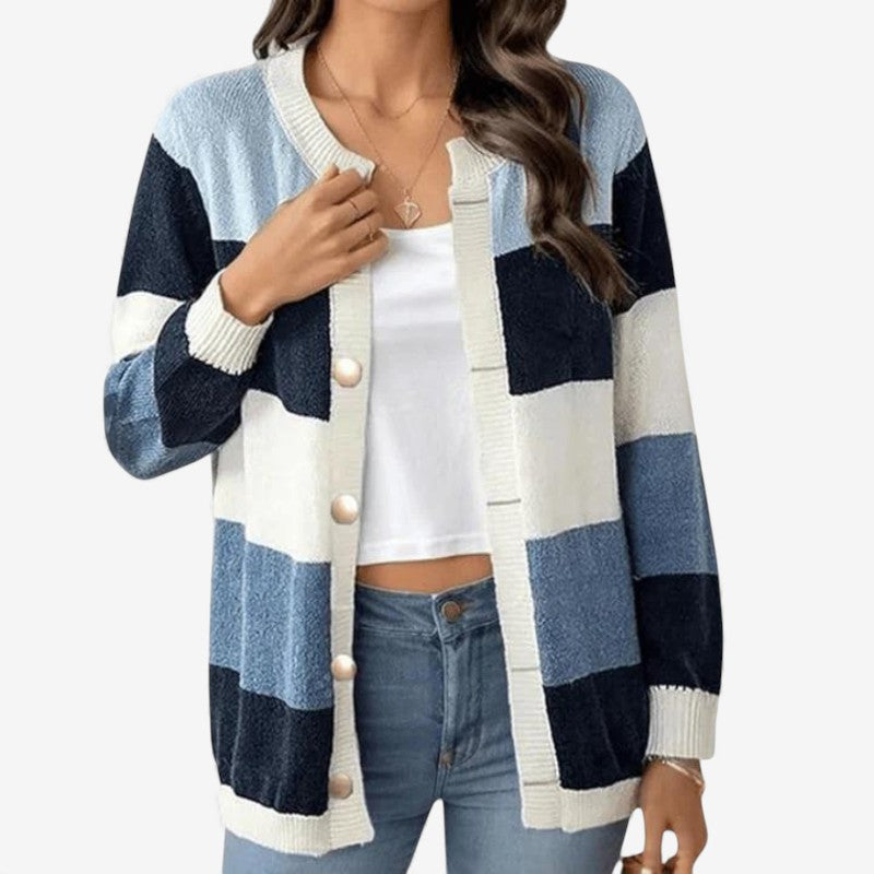 Annabelle – Cardigan a maniche lunghe con chiusura a bottoni e scollo rotondo