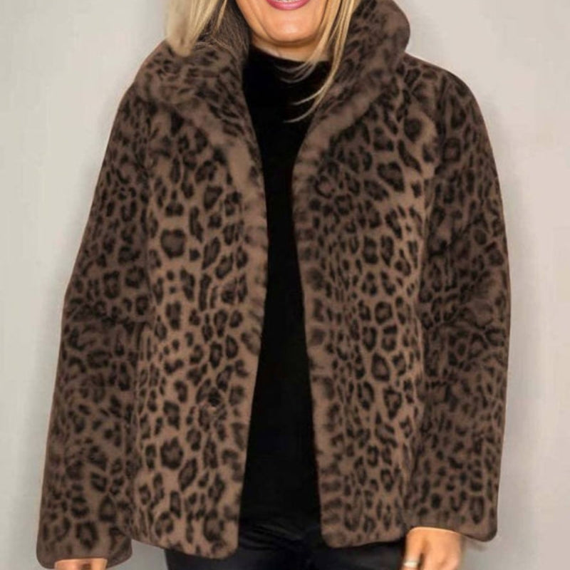 Paige – Kabát s dlouhým rukávem s leopardím potiskem a otevřeným předním dílem