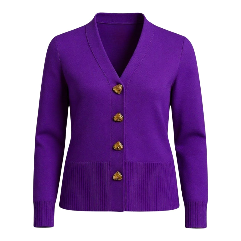 Riley – Cardigan à col en V avec détails de boutons décoratifs