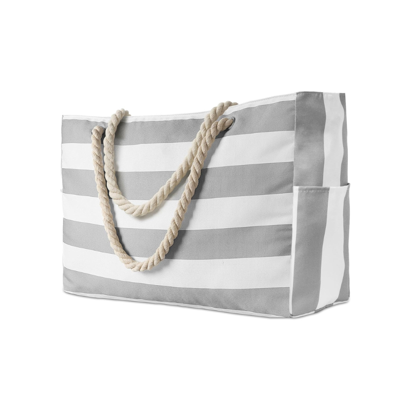 Brenda – Grande borsa da spiaggia impermeabile con manici a corda e cerniera
