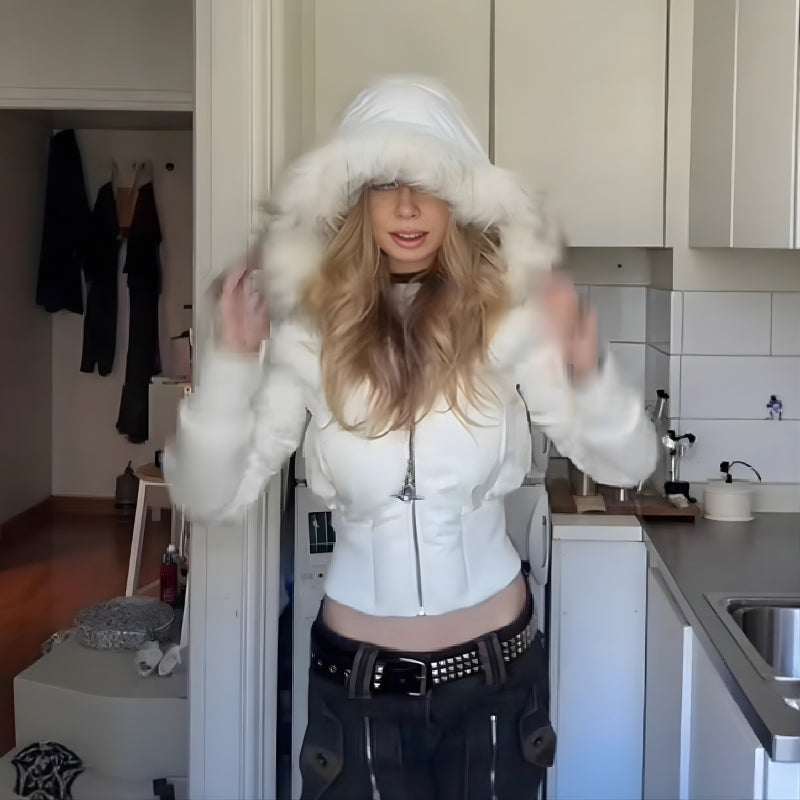 Mia - Long Sleeve Jacket with Hood and Zip Closure