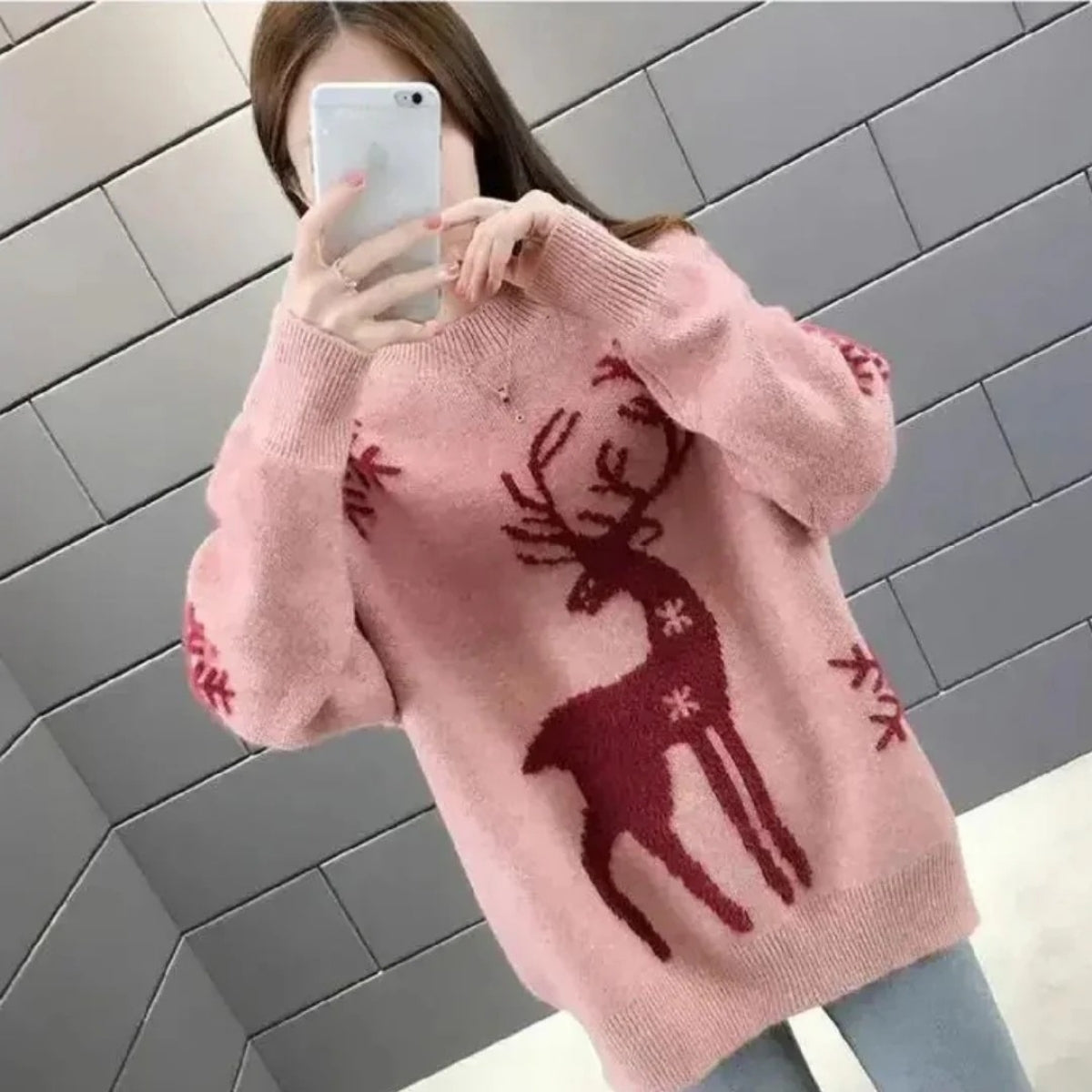 Millie – Maglione stampato a maniche lunghe con scollo rotondo